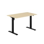 Höj- & sänkbart elskrivbord, svart stativ, bordsskiva i björk, 120x80 cm