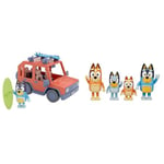 Bluey Heeler Family 4WD Vehicle Playset: Official Collectable Car & Bingo, Bandit and Chilli 4 Figure pack Articulated Character Action Figures 2.5 inches Official Collectable Toy