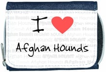 I Love Heart Afghan Hounds Denim Wallet