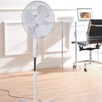 Aspect 2PK 16-Inch Oscillating Pedestal Stand Fan | 3 Speed | Low Noise | Floor Standing | Height Adjustable| Ideal for Home and Office | White