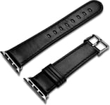 Apple Watch 9/8/7/6/5/4/3/2/1/SE - 45/44/42mm / Watch Ultra / Ultra 2 - ICARER Vintage ægte læder rem - Sort