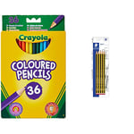 CRAYOLA Colouring Pencils - Assorted Colours (Pack of 36) | A Must-Have for All Kids Arts & Crafts Sets | Ideal for Kids Aged 3+ & STAEDTLER 120-2 BK5D Noris HB Pencils (Pack of 5)