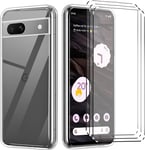 [4 in 1] Case Compatible with Google Pixel 7A Cover with 3 Pack Tempered Glass S