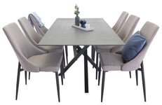 Venture Design Piazza & Leone matgrupp Grå/mörkgrå 6 stolar & bord 180 x 90 cm
