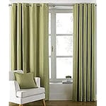 Riva Paoletti Atlantic Ringtop Eyelet Curtains (Pair) - Green - Woven Twill Fabric - Ready Made - 100% Polyester -117cm width x 183cm drop (46" x 72" inches) - Designed in the UK