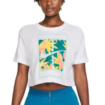 NIKE Women's W NK DF TEE SLAM Crop T-Shirt, White, XL