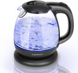 Small Electric Kettle 1.0L Black Glass Kettle Cordless Kitchen Bedroom Office
