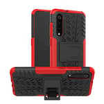 AUSKAS-UK Shockproof Protective Case For Xiaomi Tire Texture TPU+PC Shockproof Phone Case for Xiaomi Mi 9, with Holder (Black) Combination Case (Color : Red)