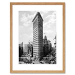 Flat Iron Building New York City Architecture 1903 Vintage Black and White Cityscape Photograph Artwork Framed Wall Art Print 12X16 Inch