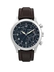 Timex Waterbury Traditional Fly-back Chrono Stainless Steel Case Blue Dial Brown Strap, One Colour, Men