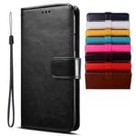 BRAND SET Case for TCL 20 SE Case Wallet Style Faux Leather flip Case with Secure Magnetic Closure Lock and Bracket Function Suitable for TCL 20 SE(Black)