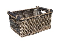 Kitchen Log Fireplace Wicker Storage Basket With Handles Xmas Empty Hamper Basket White,Medium 38 x 30 x 18 cm