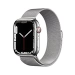 Apple Watch Series 7 (GPS + Cellular, 45mm) Montre connectée - Boîtier en Acier Inoxydable Argent, Bracelet Milanais Argent. Suivi de l’activité Physique, résistance à l’Eau