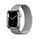 Apple Watch Series 7 (GPS + Cellular, 45mm) Montre connectée - Boîtier en Acier Inoxydable Argent, Bracelet Milanais Argent. Suivi de l’activité Physique, résistance à l’Eau