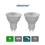 Megaman GU10 Reflector Dimmable LED Lamp, 5 Watt, 2800K Colour Temperature, Warm White 2 Packs