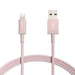 Amazon Basics 2-Pack USB-A to Lightning Charger Cable, Nylon Braided Cord, MFi Certified Charger for Apple iPhone 14 13 12 11 X Xs Pro, Pro Max, Plus, iPad, 1.8 m, Rose Gold