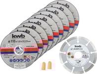 Kwb Thin+Diamond Cutting Discs, Klippskiva, Platt I Mitten, Tegel, Marmor, Metallplåt, Stål, Sten, Varje Varumärke, 11,5 Cm, Rostfritt Stål