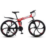 YHANS Adult Mountain Bikes,High Carbon Steel Thickened Frame Folding Bicycles Anti-Skid Tires Make The Ride Stable And Strong Grip Suitable for Cycling Enthusiasts, Office Workers,Red,21 speed