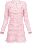 Check Knit Mini Dress - Pink