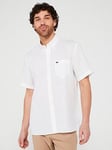 Lacoste Short Sleeve Linen Shirt - White, White, Size S, Men