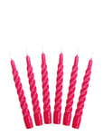 Twisted Candles, 6 Piece Box Pink Kunstindustrien