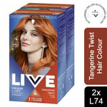 2x Schwarzkopf Live Color + Lift Permanent Colour Hair Dye, L74 Tangerine Twist