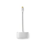Nedis USB Multi-Port Adapter | 3-i-1 | USB 3.2 Gen 1 | USB-C™ Hane | USB-A Hona / USB-C™ Hona / VGA hona 15p | 5 Gbps | 0.20 m | Rund | Guldplaterad | Flätad / Nylon | Silver | Kartong med täckt fönster