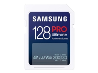 Samsung PRO Ultimate MB-SY128SB - Flash-minneskort - 128 GB - Video Class V30 / UHS-I U3 - SDXC UHS-I - vit