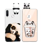 Yoedge 3D Cartoon with Doll Phone Cases for Huawei Y6P 4G Case Candy Colour Cute Silicone Soft TPU, Shockproof Print Pattern Anti-Scratch Bumper Back Cover for Huawei Y6P 6.3 inch,White Panda