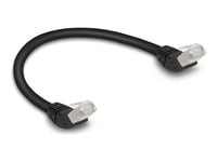 Delock - Patch-Kabel - Rj-45 (Hane) Vinklad Till Rj-45 (Hane) Vinklad - 25 Cm - 6 Mm - S/Ftp - Cat 6A - Startad, Halogenfri - Svart