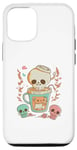 Coque pour iPhone 14 Pro Squelette Barista Crâne Coffee Shop Latte Caféine Petit