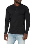 Urban Classics Men's Basic Henley L/S Tee Sweatshirt, Black (Black 7), Small
