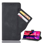 Leather Case for TCL 20 SE Phone Cover Wallet Flip Iron Buckle Closure with Multi-card Slot Business Card Holder and Bracket Function, Suitable for TCL 20 SE Matte Protective Cover(Black)