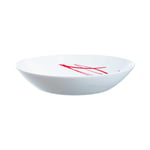 Arcopal by Luminarc Domitille Opal Glass Black Red Lined Dinner Set Plates (6X Soup Bowls, Red)