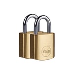 YALE Y110B/40/152/1 - Brass Long Shackle Padlock (40mm) - High Quality Indoor Lock for Ladders, Shutter Doors, Tools - 3 Keys - Standard Security