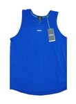 New HUGO BOSS mens stretch blue gym sports muscle t-shirt Vest tank top Medium