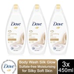 Dove Body Wash Silk Glow Sulfate-free Moisturising for Silky Soft Skin, 3x450ml