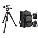 Manfrotto Kit 3-Section Tripod with 3-Way Head in Aluminium, Professional Photography Accessories Kit, Camera Tripod with Camera Head & TARION Waterproof Camera Bag