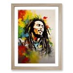 Bob Marley Dadaism Framed Wall Art Print, Ready to Hang Picture for Living Room Bedroom Home Office, Oak A2 (48 x 66 cm)