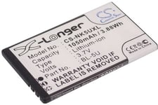 Batteri BL-5U for Nokia, 3.7V, 1050 mAh