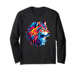 Pixel Art 8-Bit Wolf Long Sleeve T-Shirt