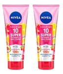 2 x 320ml Nivea Extra Bright Super Vitamin 100x And Skin Food Serum Lotion SPF15