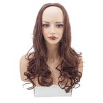 Ladies 3/4 Half Wig Dark Auburn Curly 22" Heat Resistant Synthetic Hair