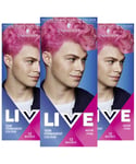Schwarzkopf Mens 3x Live Semi-Permanent 12 Washes Colour HairDye for Men,093 NeonPink - Cream - One Size