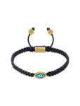 Men's Black String Bracelet With Gold Evil Eye Armband Smycken Black Nialaya