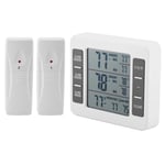 Fridge Thermometer, LED Display Wireless Digital Audible Alarm Refrigerator Freezer Thermometer with 2 Wireless Sensors Min and Max Display Kitchen Home Fridge Restaurants