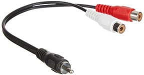 Premium Cord Câble RCA 0,2 m, 1 x RCA mâle vers 2 x RCA Femelle, câble Adaptateur Audio vidéo, stéréo, pour TV, téléphones Portables, MP3, Hi-FI, Couleur : Noir