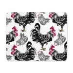 Cocks and Hens Watercolor Ink Animals Traditional Oriental Style Rectangle Non Slip Rubber Comfortable Computer Mouse Pad Gaming Mousepad Mat for Office Home Woman Man Employee Boss Work
