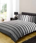 Soho Black Stripe Duvet Cover Quilt Bedding Set, Black White Grey, 2 pcs, Single by Rapport