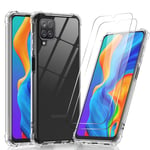 LeYi Case for Samsung Galaxy A12 and Screen Protector Tempered Glass [2 pack],Armour Shockproof Cover Crystal Clear Slim Soft Silicone Protective TPU bumper Phone Case for A12 Clear